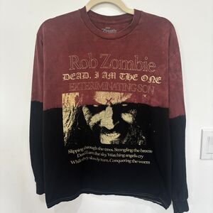 Rob Zombie Dragula Lyrics Dip Dye Long Sleeve T-Shirt Size Small